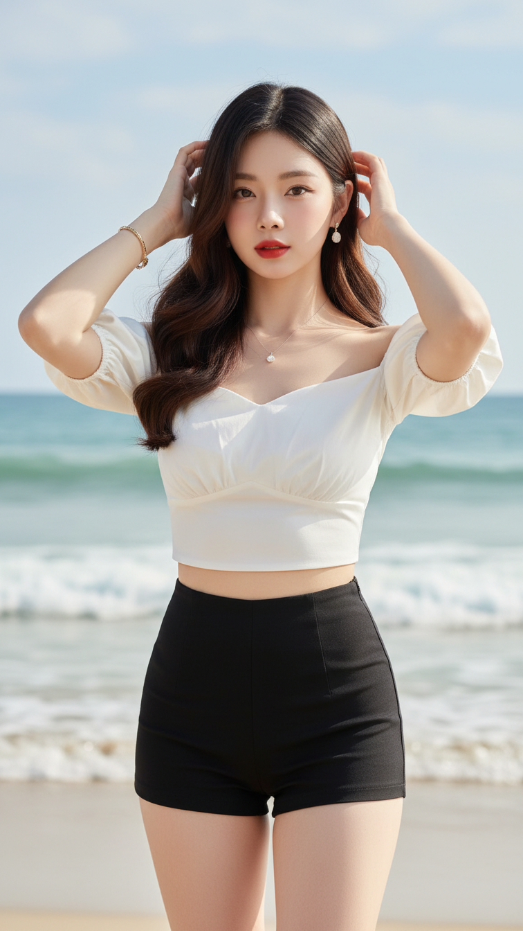 Chân dung thực tế của cô gái trẻ tự tin bên bờ biển hè rực rỡ