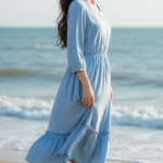 Tạo chân dung thực tế của cô gái trẻ bên biển đầy tinh tế và thanh lịch