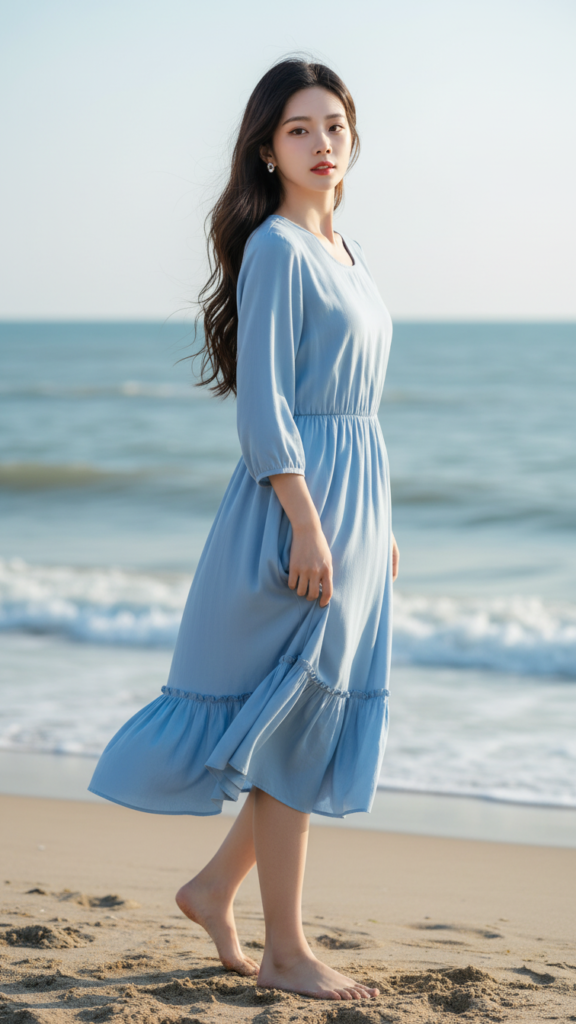 Tạo chân dung thực tế của cô gái trẻ bên biển đầy tinh tế và thanh lịch