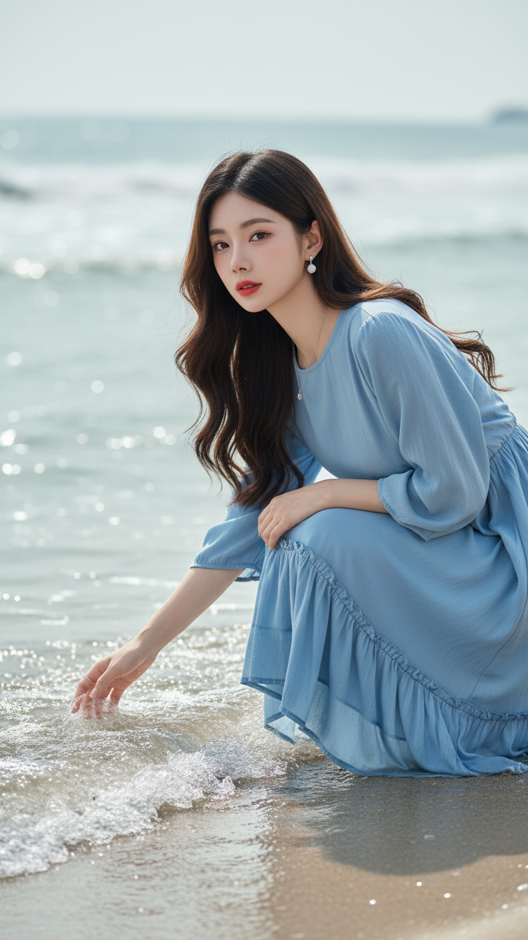 Khám Phá Vẻ Đẹp Thanh Lịch Của Cô Gái Châu Á Bên Biển