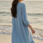 Chân dung thanh lịch của cô gái Á Đông bên bờ biển yên bình