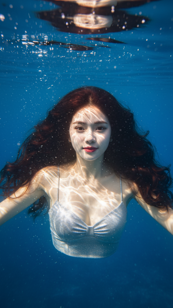 Chân dung người phụ nữ trẻ dưới nước với vẻ đẹp thuần khiết và tự nhiên