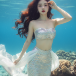 Vẽ chân dung nàng tiên cá Á Đông với nét mặt và kiểu tóc giống hệt ảnh gốc.