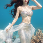 Vẽ chân dung nàng tiên cá xinh đẹp với gương mặt và tóc giống hệt ảnh gốc