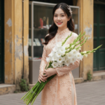 Chân dung hyperrealistic của cô gái Việt trong áo dài bên phố Hà Nội cổ kính