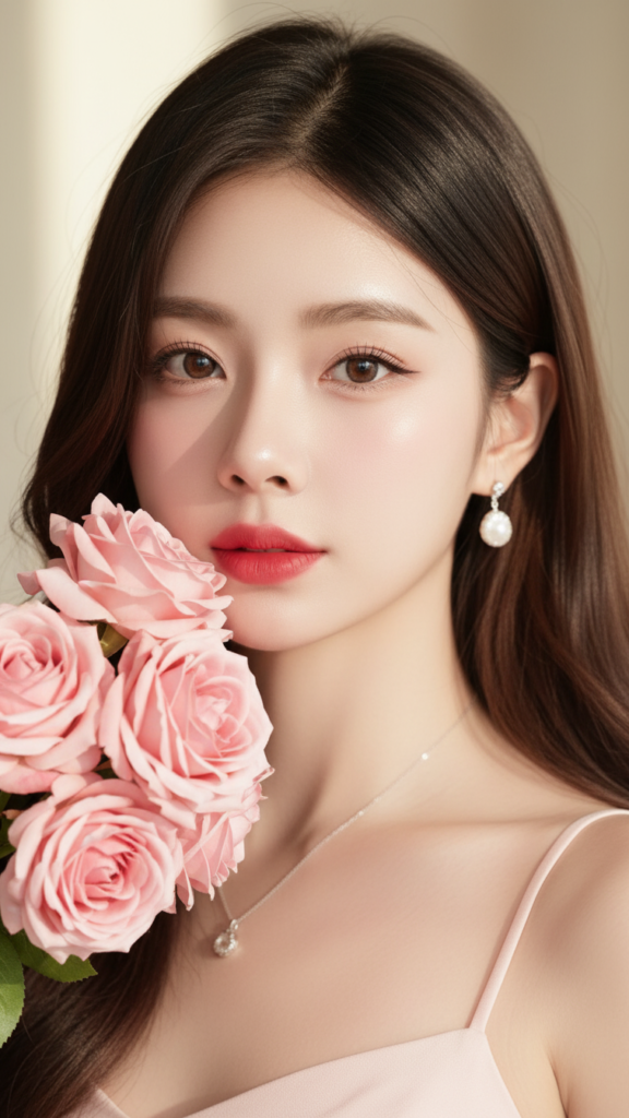 Chân dung trẻ trung xinh đẹp theo phong cách Hàn Quốc với làn da mịn màng và thanh lịch