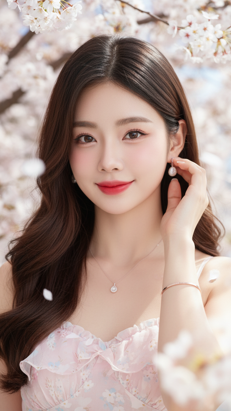 Chân dung nữ tính mùa xuân với vẻ đẹp Hàn Quốc và ánh sáng tự nhiên nhẹ nhàng