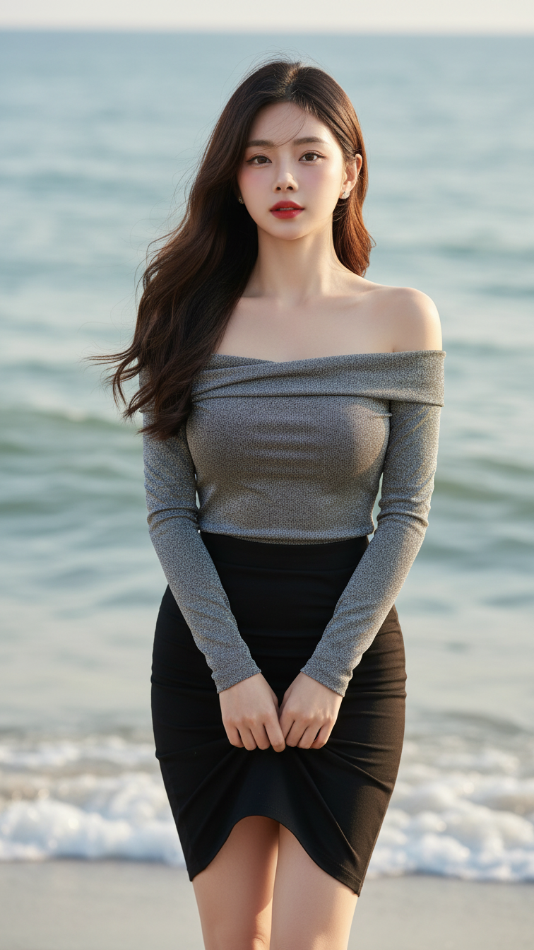 Tạo chân dung đẹp của cô gái trẻ bên biển với phong cách hiện đại và ấn tượng