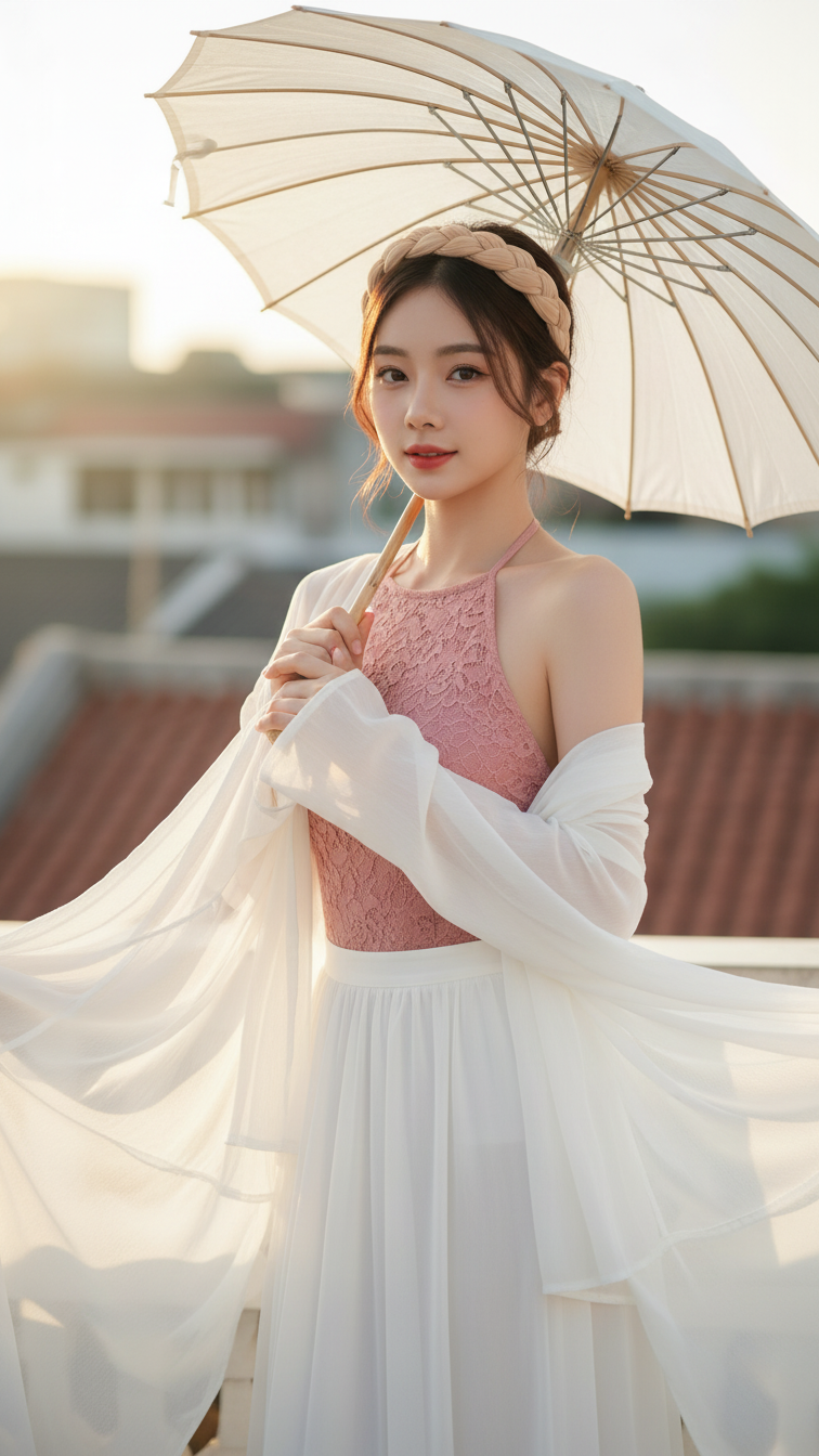 Bức chân dung nữ trẻ trung với vẻ đẹp ngọt ngào dưới ánh nắng vàng