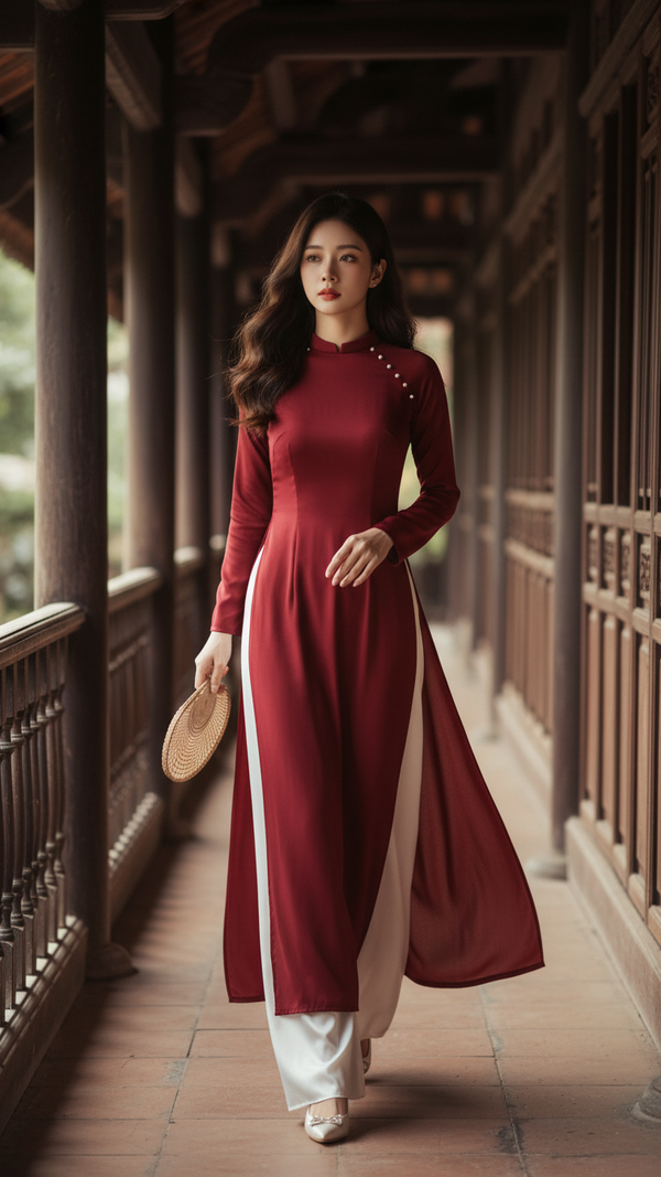 Nét đẹp trong tà áo dài giữa không gian gỗ truyền thống Việt Nam