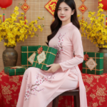 Chân dung phụ nữ Việt Nam trong không gian Tết truyền thống ấm áp và thanh lịch