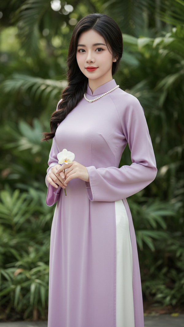 Vẻ đẹp dịu dàng của áo dài truyền thống trong không gian thiên nhiên yên bình