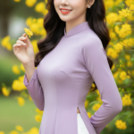 Nét đẹp dịu dàng trong chiếc áo dài bên hoa vàng rực rỡ mùa xuân