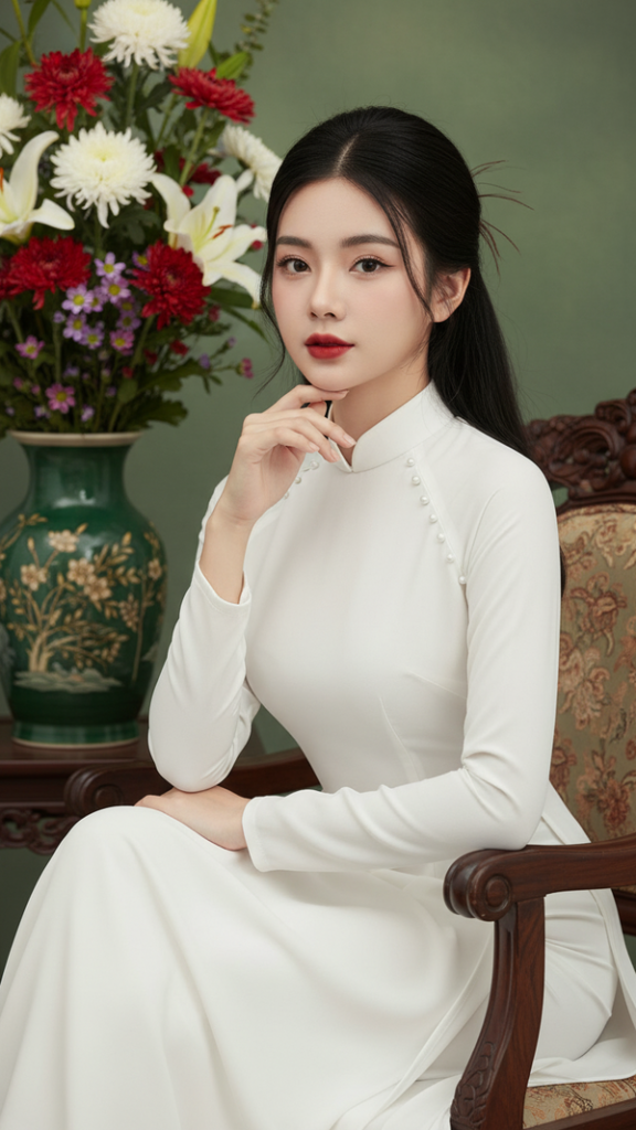 Vẻ đẹp thanh lịch của áo dài Việt Nam trong không gian nghệ thuật vintage