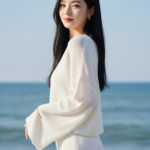 Chân dung cô gái trẻ bên biển với phong cách tự nhiên và thanh lịch