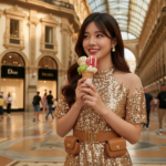 Nàng thơ Milano với gelato và đầm sequin lấp lánh trong ánh hoàng hôn tuyệt đẹp