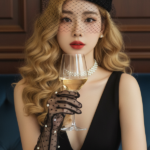 Bức chân dung thời trang cổ điển của cô gái gợi cảm tại nhà hàng sang trọng