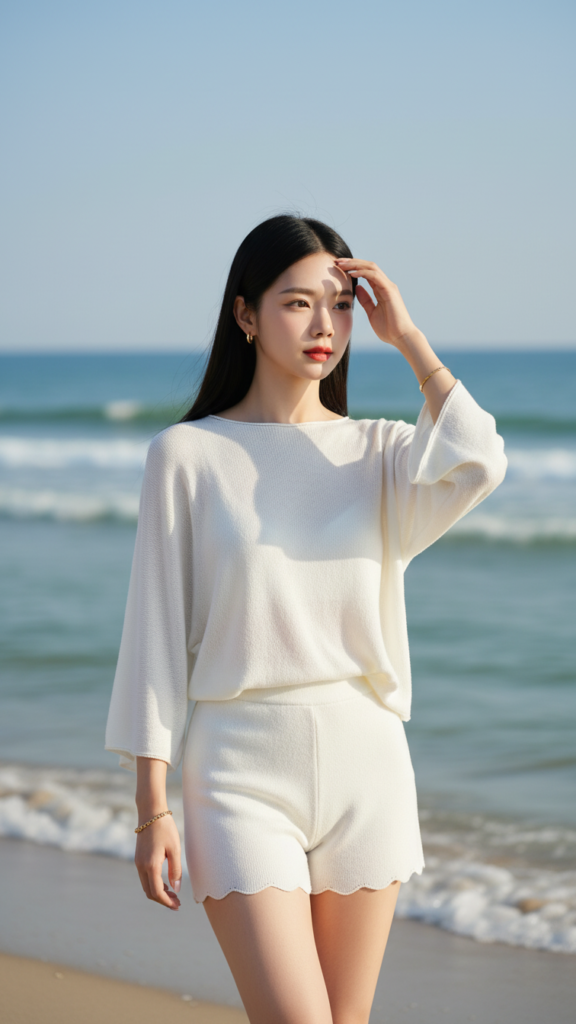 Chân dung cô gái trẻ bên bãi biển với vẻ đẹp tự nhiên và phong cách hiện đại