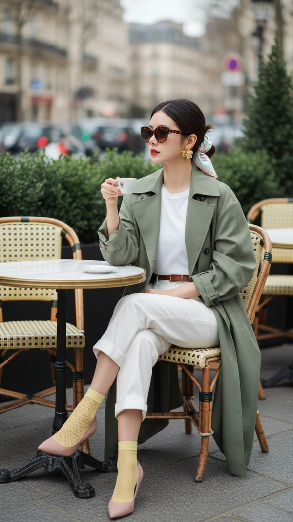 Chân dung thời trang hiện đại tại quán café Paris giữa không gian thanh lịch