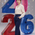 Chân dung cô gái trẻ cho quảng cáo đếm ngược năm 2026 đầy hiện đại và sang trọng