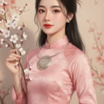 Vẽ chân dung siêu thực của cô gái Việt trẻ đẹp trong trang phục áo dài truyền thống