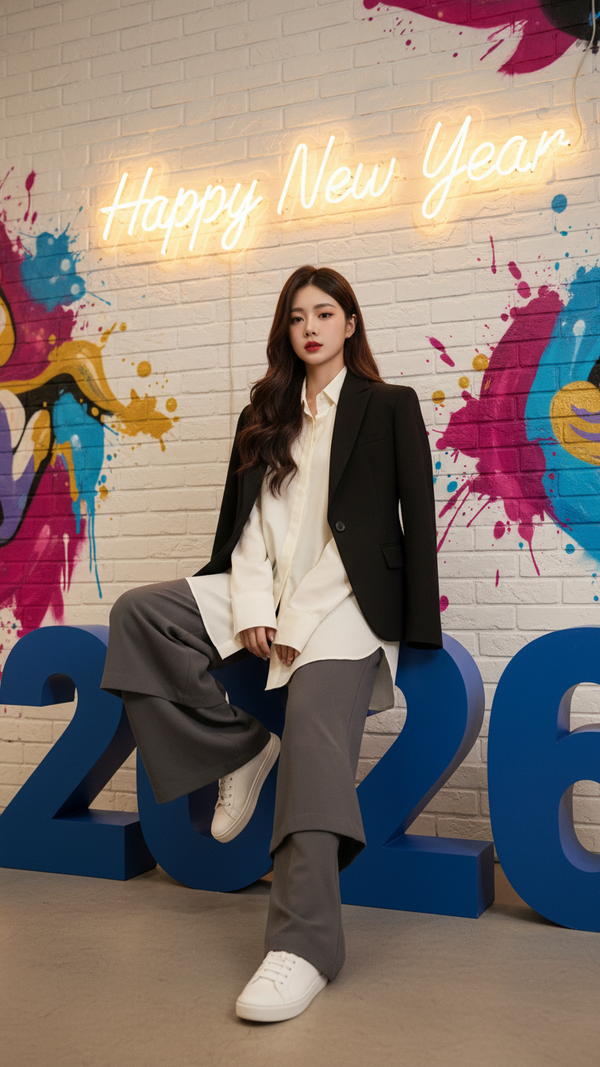 Tạo chân dung một cô gái trẻ trong không gian năm mới đầy sống động và thời trang.