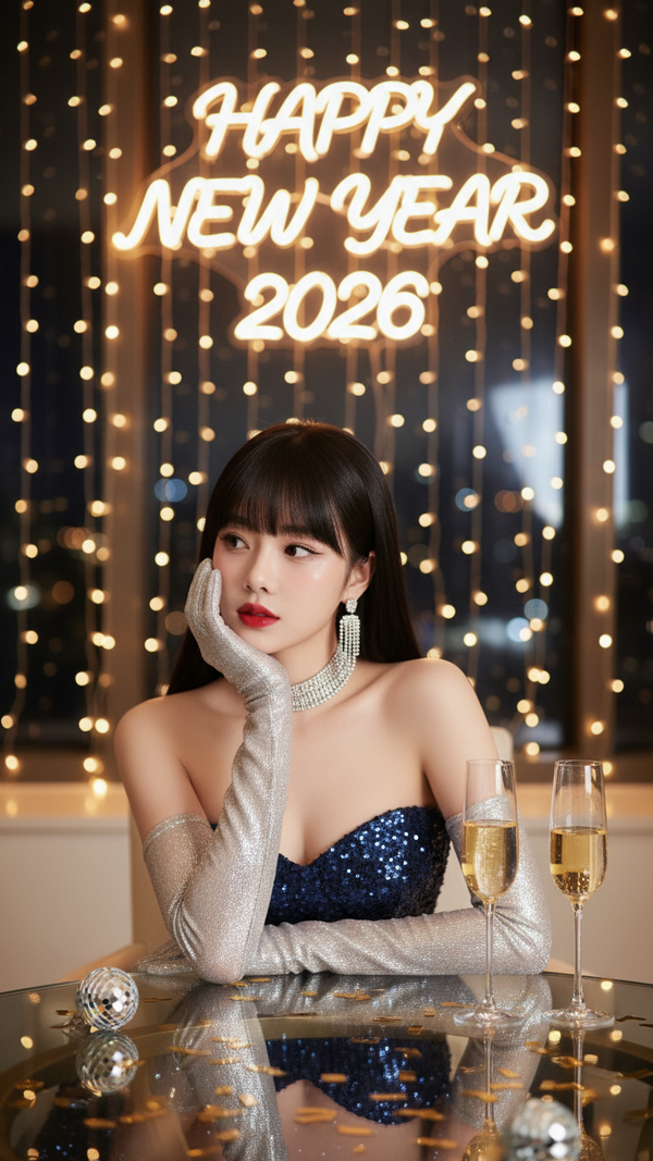 Chân dung nữ thanh lịch trong đêm tiệc đón năm mới 2026 đầy lấp lánh