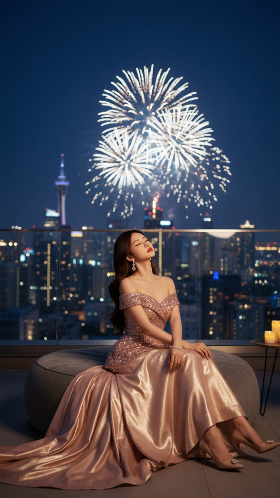 Chân dung thực tế của cô gái trẻ trong không gian sang trọng và hiện đại