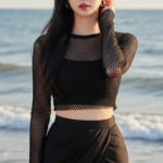 Chân dung thanh lịch của cô gái trẻ bên biển đẹp và cuốn hút.