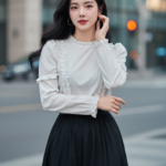 Chân dung cô gái trẻ tự tin và thanh lịch giữa phố urban sôi động