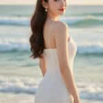 Chân dung cô gái trẻ bên bãi biển với phong cách tự nhiên và thanh lịch