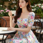 Góc nhìn sắc nét về vẻ đẹp thanh lịch của cô gái trẻ tại quán café sang trọng