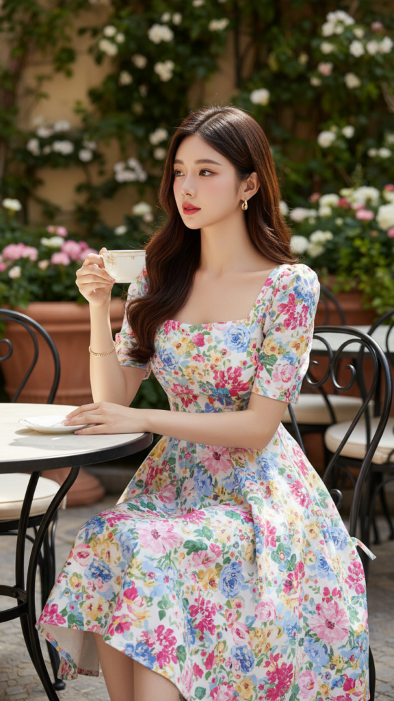 Góc nhìn sắc nét về vẻ đẹp thanh lịch của cô gái trẻ tại quán café sang trọng