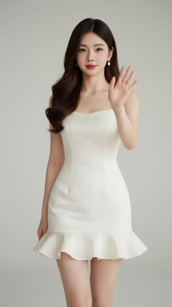 Chân dung thực tế của cô gái trẻ tự tin và thanh lịch trong trang phục hiện đại.