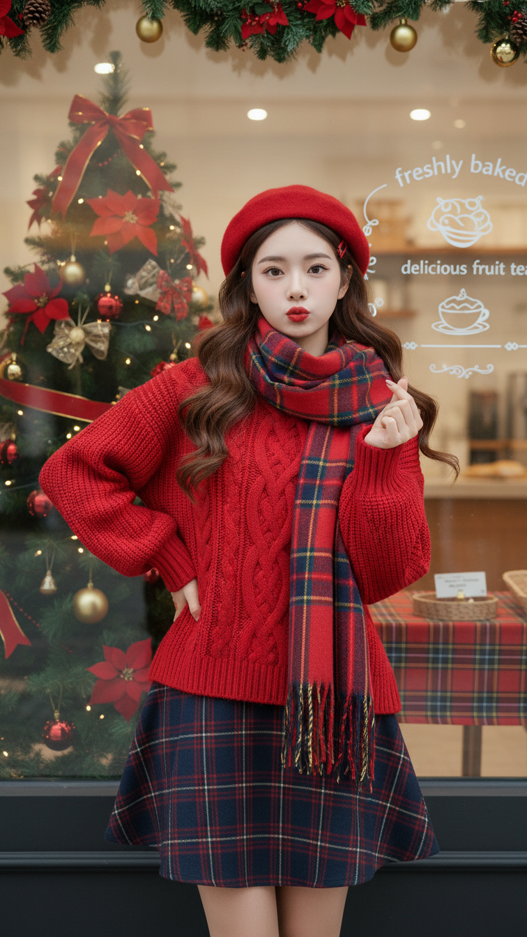 Chân dung phong cách trẻ trung tại tiệm bánh mùa Noel với phục trang thời thượng