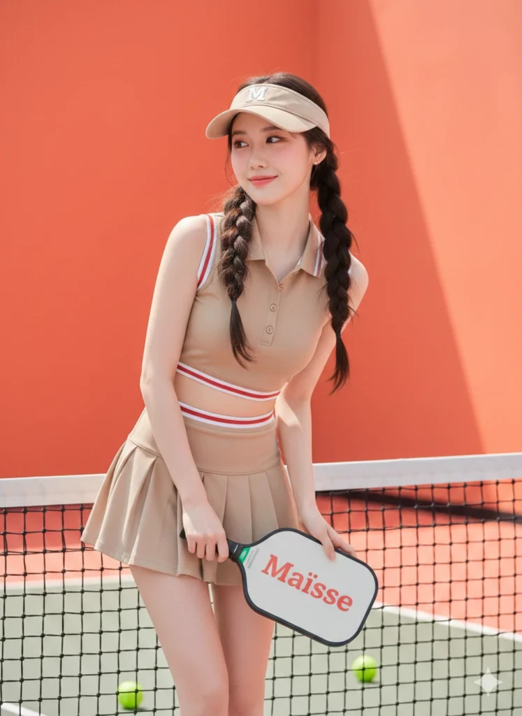 Ảnh chân dung thể thao năng động cùng cô gái trẻ tại sân pickleball tuyệt đẹp