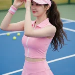 Cô gái trẻ diện thời trang thể thao nổi bật trên sân ngoài trời đầy phong cách