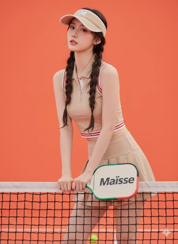 Chân dung cô gái trẻ năng động trong trang phục thể thao độc đáo tại sân pickleball