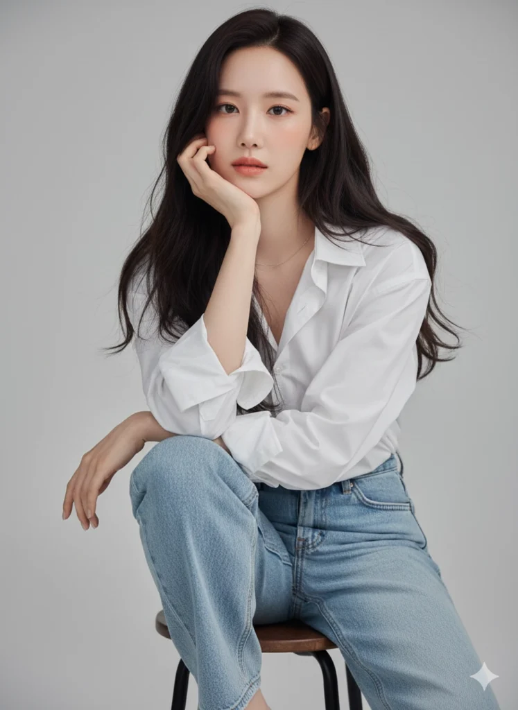 Tạo phong cách thời trang với áo sơ mi trắng và jeans nhẹ nhàng cho bạn trẻ hiện đại