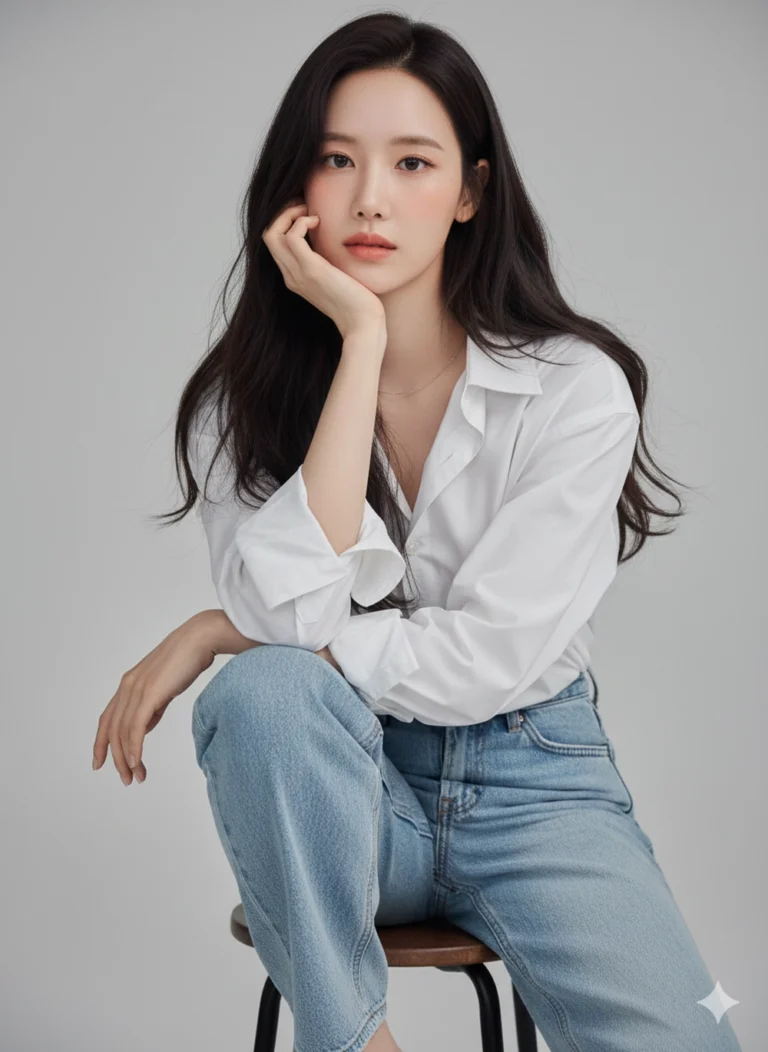 Tạo phong cách thời trang với áo sơ mi trắng và jeans nhẹ nhàng cho bạn trẻ hiện đại