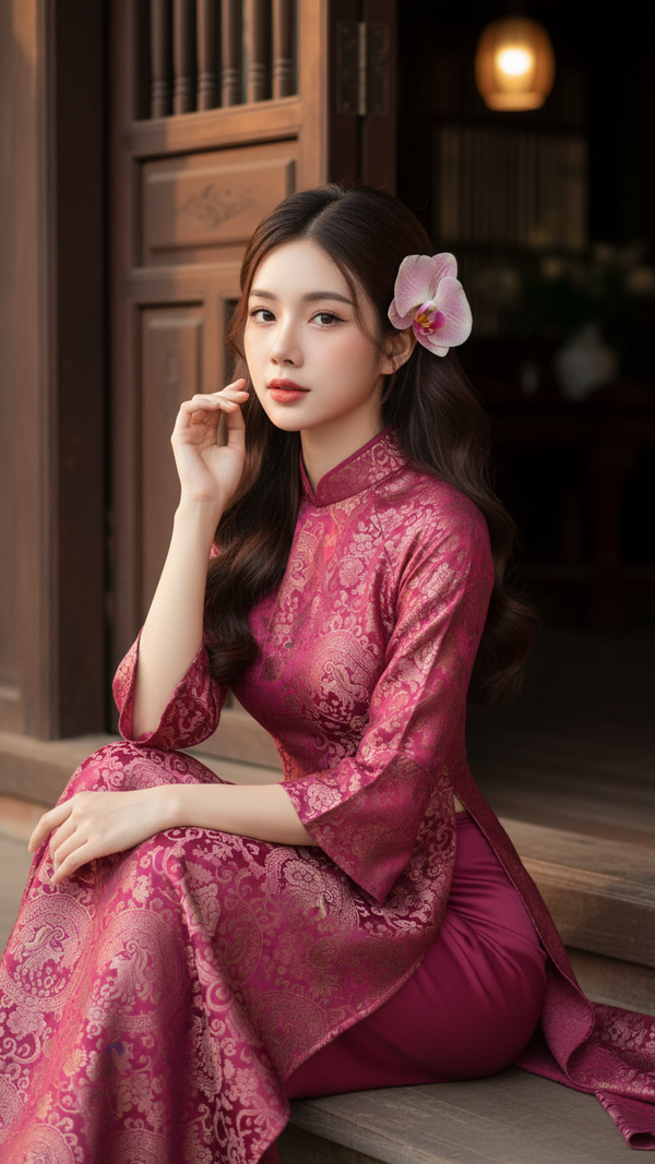 Bức Chân Dung Nữ Sinh Đẹp Trong Áo Dài Việt Nam Chất Lượng 8K Với Ánh Sáng Hoàng Hôn