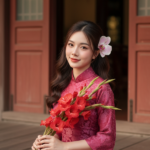 Chân dung nghệ thuật cô gái trẻ với nét đẹp truyền thống và ánh sáng tự nhiên 8K