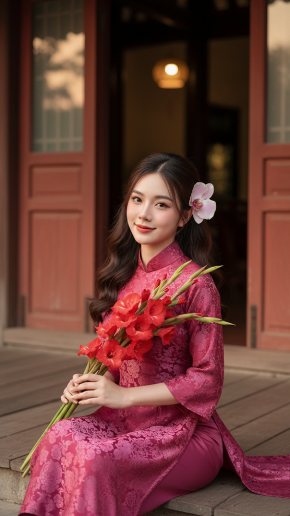 Chân dung nghệ thuật cô gái trẻ với nét đẹp truyền thống và ánh sáng tự nhiên 8K