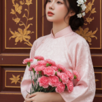 Tạo chân dung cô gái thanh lịch với áo dài và bối cảnh vintage ấm áp cho ngày Tết