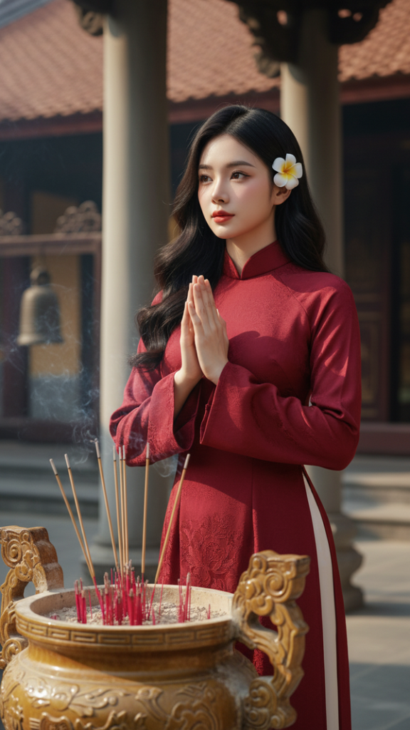 Chân dung thanh tịnh của cô gái trẻ trong không gian văn hóa tâm linh Việt Nam