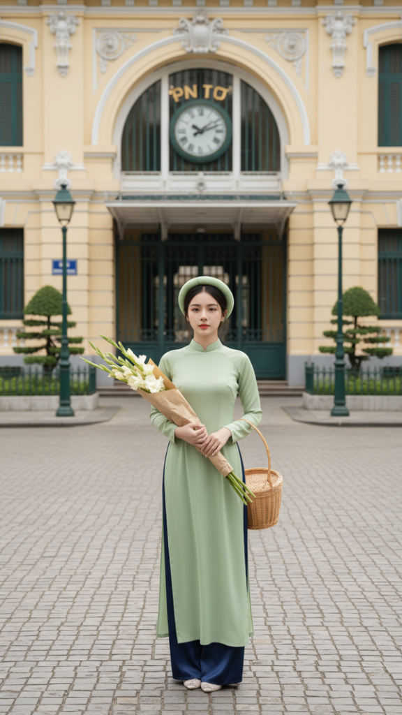 Chân dung nữ thanh lịch giữa Sài Gòn cổ kính với áo dài truyền thống và vẻ đẹp hoài niệm