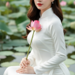 Chân dung sống động của cô gái Việt trong áo dài bên hồ sen rực rỡ