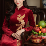 Chân dung người phụ nữ 30 tuổi trong áo dài sang trọng với ánh sáng HDR hoàn hảo