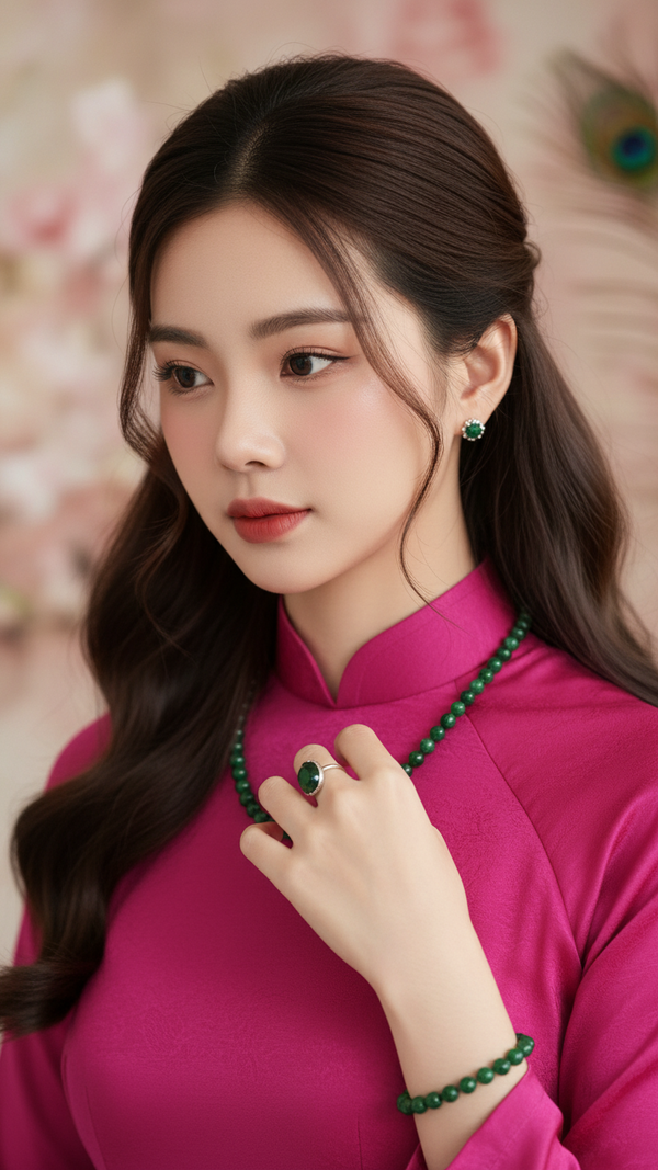 Chân dung gần gũi của cô gái trẻ trong trang phục Áo dài truyền thống Việt Nam