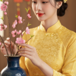 Chân dung cô gái Việt trong trang phục áo dài vàng dịp Tết rực rỡ và thanh lịch